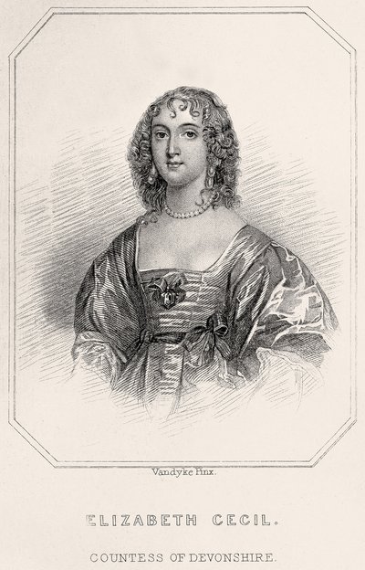 伊丽莎白·塞西尔（Elizabeth Cecil）肖像，德文郡伯爵夫人，1835年 作者 英语学校