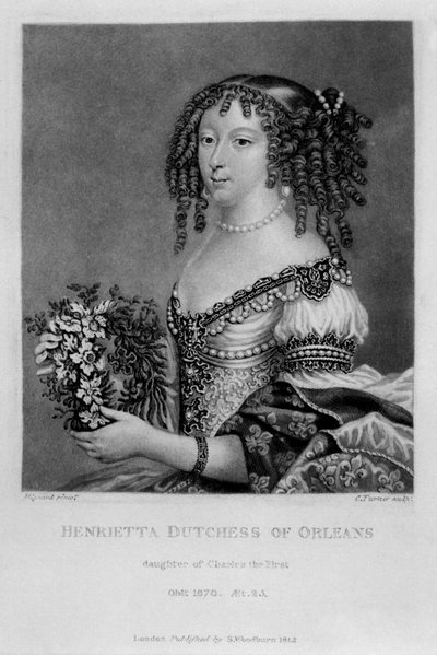Henrietta Anne，奥尔良公爵夫人的肖像，来自“英国历史上杰出人物”，Richard Earlom和Charles Turner，1815年 作者 英语学校