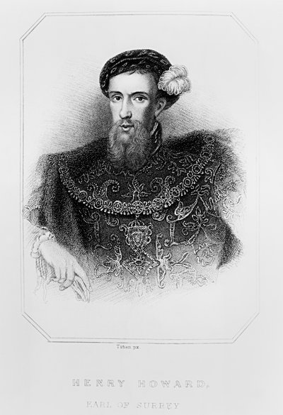 亨利霍华德（1517-47）萨里伯爵的肖像，来自&39;洛奇的英国肖像&39;，1823年 作者 英语学校
