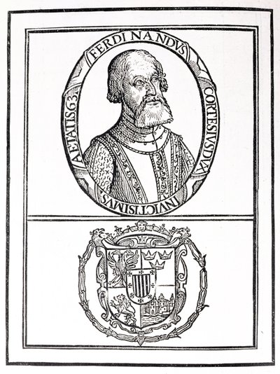 Hernado Cortes（1485-1547）及其手臂的肖像，来自“美国的叙事与批评史”，由伦敦Justin Winsor编辑，1886年 作者 英语学校