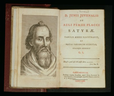 来自&39;Juvenal和Aulius Flaccus的讽刺&39;，1763年（雕刻）的Juvenal肖像 作者 英语学校