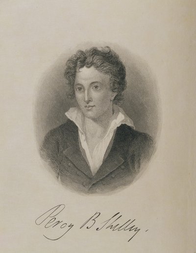 Percy Bysshe Shelley（1792-1822）的肖像， 作者 英语学校