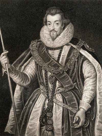 罗伯特塞西尔的肖像，索尔兹伯里的第一伯爵（1563-1612），来自Lodges British Portraits，1823年 作者 英语学校