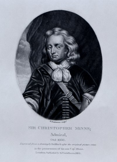 克里斯托弗·明恩斯爵士的肖像，来自“英国历史上杰出人物”，Richard Earlom和Charles Turner，1815年 作者 英语学校