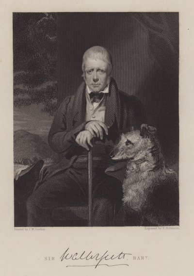 Portrait of Sir Walter Scott, with dog (engraving) 作者 英语学校