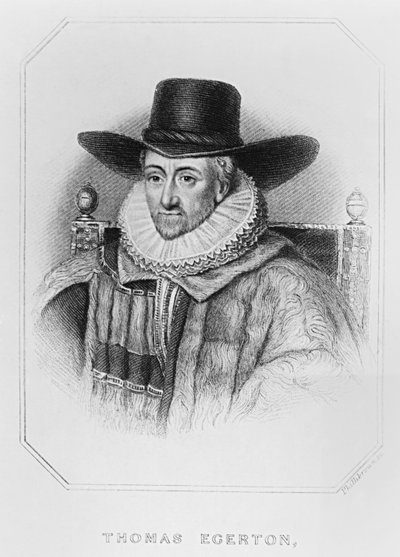 Thomas Egerton的肖像（约1540-1617）来自&39;Lodge&39;s British Portraits&39;，1823年（雕刻）（bw photo） 作者 英语学校