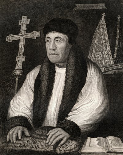 William Warham（1450-1532）的肖像，来自Lodges British Portraits，1823 作者 English School