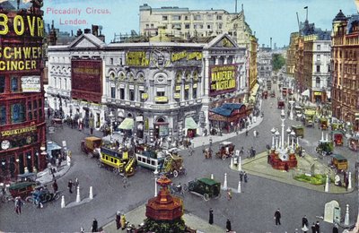 明信片描绘皮卡迪利广场c.1928 作者 英语学校