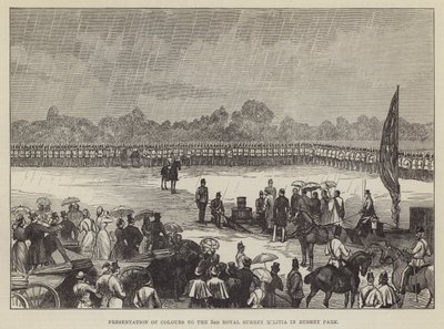 向布希公园第三皇家萨里民兵展示颜色（雕刻） 作者 英语学校