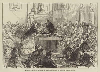 将伦敦金融城的自由呈献给Bardess Burdett-Coutts 作者 英语学校