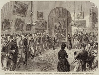 由Brocklesby Hunt的绅士向Yarborough伯爵夫人介绍她的女士马术肖像 作者 英语学校