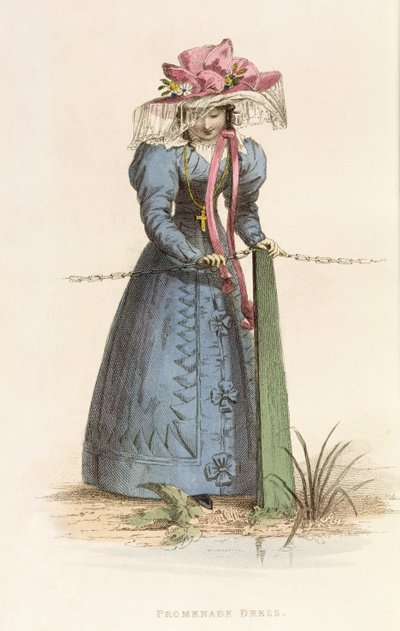Promenade Dress，来自Ackermanns Repository of Arts的时装板，1825年 作者 英语学校