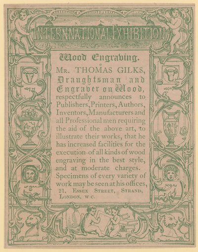 Thomas Gilks的促销卡，绘图员和雕刻师在木头上 作者 英语学校