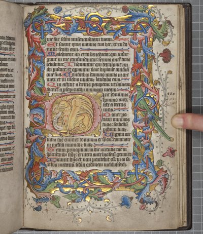 带有 Sarum 的 Psalter 使用日历，Fol 82 recto，c.1425-75（牛皮纸上的墨水、油漆和金色） 作者 英语学校