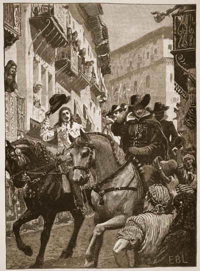 查尔斯王子在马德里的公众接待，插图来自Cassell Illustrated History of England（sepia photo） 作者 英语学校