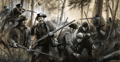 在英国士兵的追击下，乔治华盛顿的男人们穿过凄凉的冬季乡村 作者 英语学校
