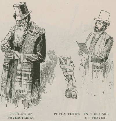 戴上Phylacteries; Pholacteries在祷告的服装 作者 英语学校