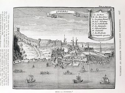 魁北克，继La Potherie（1663-1736）之后，1886年“美国叙事与批评史”第四卷的插图 作者 英语学校