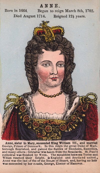 Queen Anne (coloured engraving) 作者 英语学校