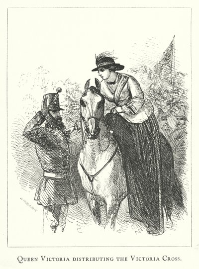 维多利亚女王分发维多利亚十字勋章（雕刻）。 作者 英语学校
