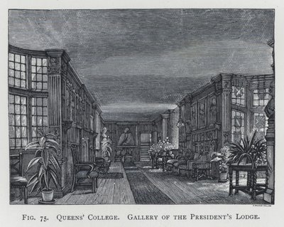 皇后学院，院长小屋的画廊（雕刻）。 作者 英语学校
