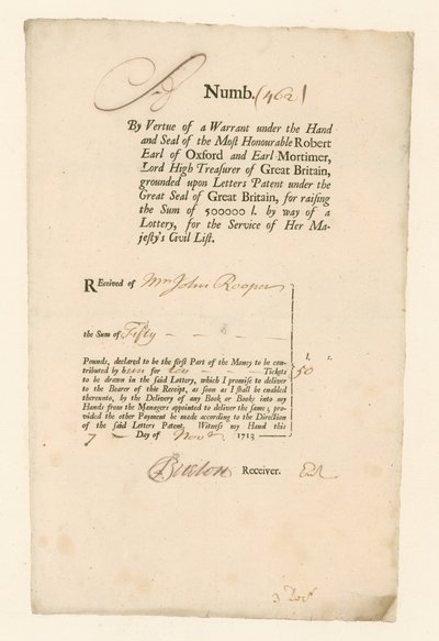收到1713年民事登记彩票 作者 英语学校