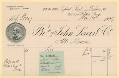 1896年11月14日收到John Lewis＆Co。的收据 作者 英语学校