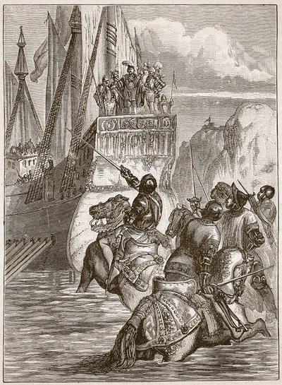 西吉斯蒙德皇帝的接待，卡塞尔斯画报英国历史的插图（棕褐色照片） 作者 英语学校