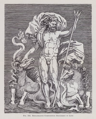 以线条呈现的文艺复兴时期构图（石版画） 作者 英语学校
