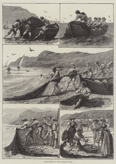科西嘉海岸的 Reta 钓鱼（雕刻） 作者 英语学校
