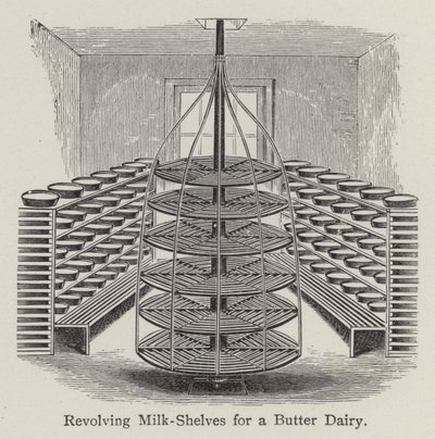 用于黄油乳制品的旋转牛奶架（石版画） 作者 英语学校
