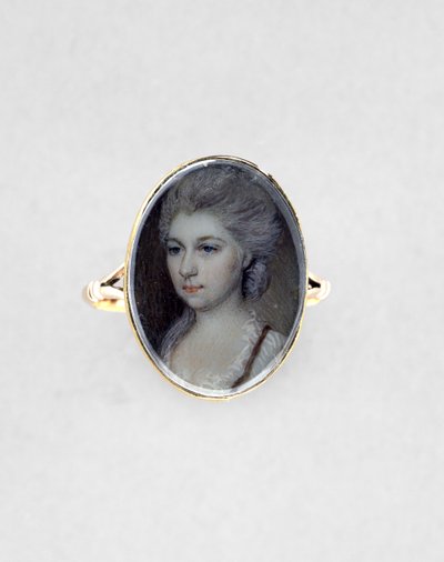 带有女人肖像的戒指，约 1780-90 年（象牙水彩 作者 英语学校