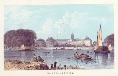 River Thames: Chelsea Hospital (coloured engraving) 作者 英语学校