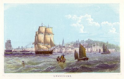 泰晤士河：Gravesend（彩色雕刻） 作者 英语学校