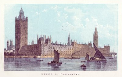 泰晤士河：议会大厦（彩色雕刻） 作者 英语学校
