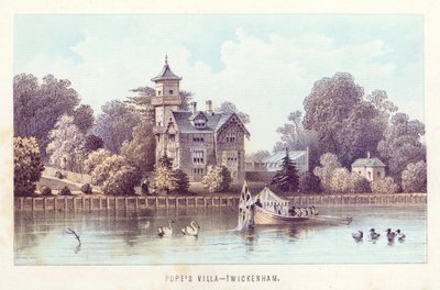 泰晤士河。特威克纳姆的波普别墅（彩色版画 作者 英语学校