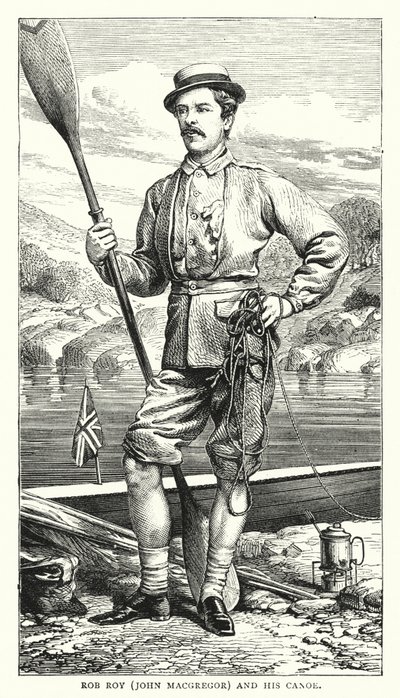 Rob Roy、John MacGregor 和他的独木舟（彩色雕刻） 作者 英语学校