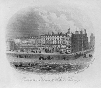 黑斯廷斯的Robertson Terrace和酒店（雕刻）。 作者 英语学校