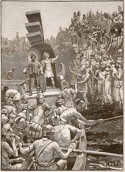 离开英国的罗马士兵，插图来自卡塞尔斯画报英国历史（棕褐色照片） 作者 英语学校