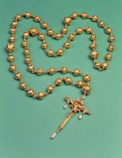 玫瑰经属于苏格兰玛丽女王，1587年（金和珍珠）（另见279121） 作者 英语学校