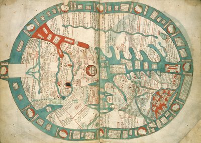 皇家 14 C IX ff.1v-2 大型 Mappa Mundi，选自 "Ranulph Higden
