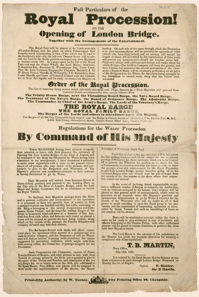 皇家游行于伦敦桥开幕，1831年 作者 英语学校