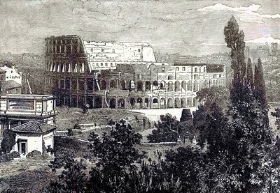 斗兽场的废墟，来自Palatine，来自爱尔兰Ollier的Cassells Illustrated Universal History的插图，出版于1890年（数字增强图像） 作者 英语学校