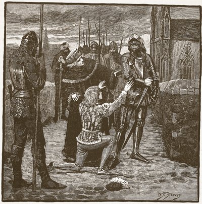 拉特兰恳求克利福德挽救他的生命，插图来自卡塞尔斯画报英国历史（棕褐色照片） 作者 英语学校