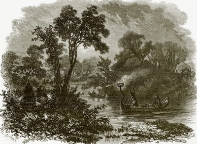 Salteaux Indians消防钓鱼 作者 英语学校