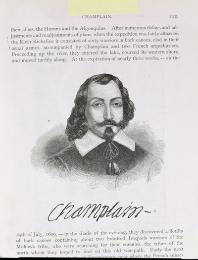 Samuel de Champlain（c.1567-1635）插图来自“美国叙事与批评史”第四卷，1886年 作者 英语学校
