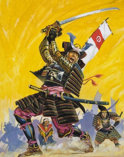 武士》（纸上水粉画） 作者 英语学校