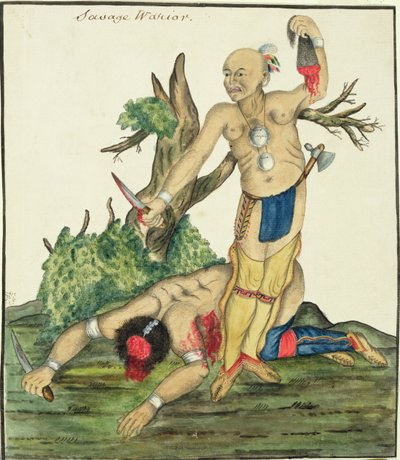 野人战士，c.1800（笔和纸上的wc） 作者 英语学校
