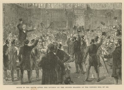 在1866年改革法案二读分案后，下议院的场景 作者 英语学校