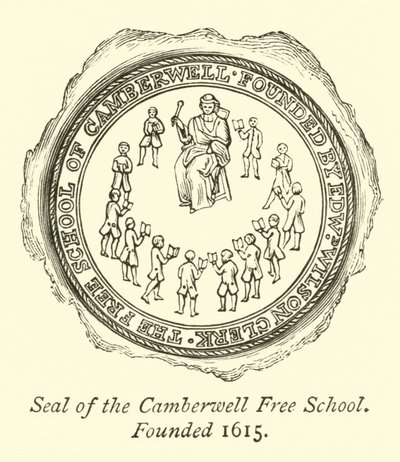 坎伯韦尔自由学校的印章，成立于1615年 作者 英语学校